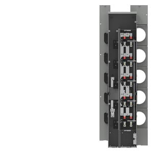 Siemens Residential Meter Stack, 1-Phase 3-Wire Incoming and Outgoing, 4 Jaws Ring Type , 5 meter positions per stack, 125A max tenant breaker - Outdoor WMM51125