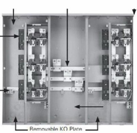 Siemens PAK Metering: NEC 2020, EUSERC, 120/240V, 400A, 4 Gang, 1 Phase, 225A, 4 Jaw, Ring Type, No Bypass  WEPK4412