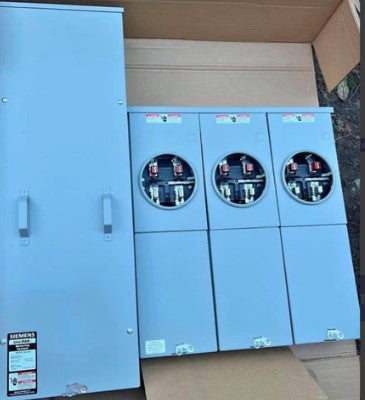 Siemens PAK Metering: NEC 2020, EUSERC, 120/240V, 300A, 3 Gang, 1 Phase, 125A, 4 Jaw, Ring Type, No Bypass WEPK3311