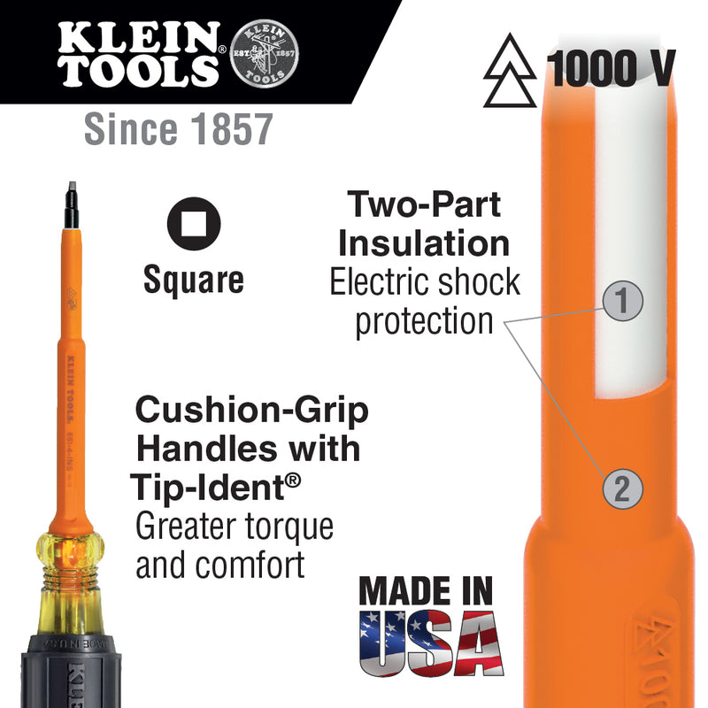 Load image into Gallery viewer, Klein Tools Insulated Screwdriver, #2 Square, 7-Inch Round Shank 662-7-INS
